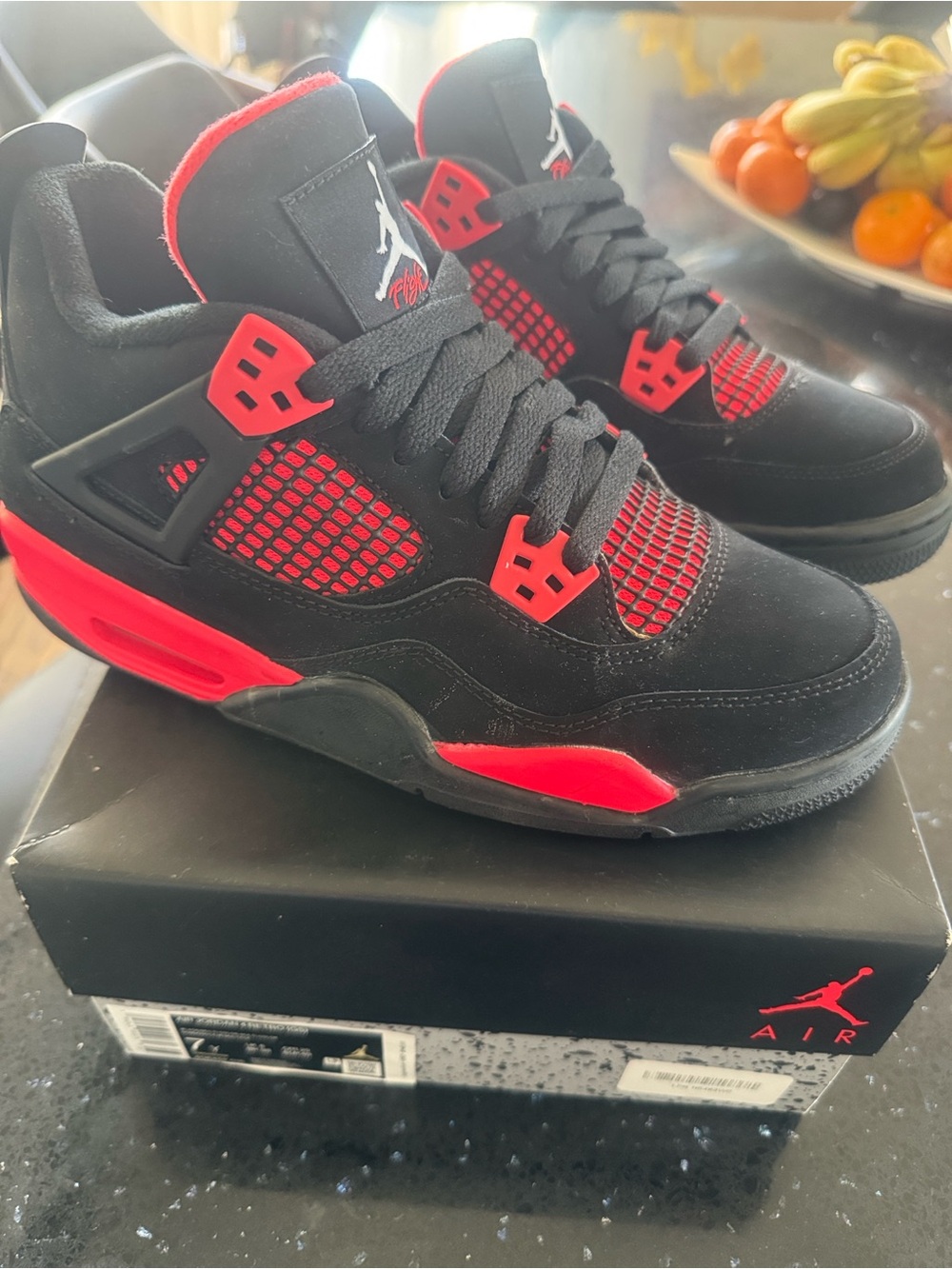 Jordan Retro 4 Red Thunder Men’s Sneakers - Black/Red